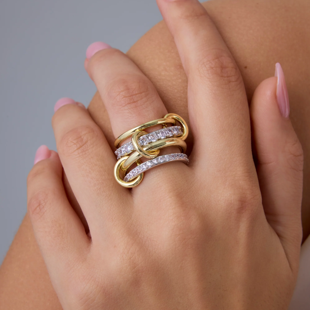 Mixed-Metal Interlocking Ring Stack