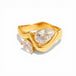 Luna | Elegant Teardrop Crystal Gold Ring with Sculpted Wavy Band