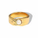 Iris | Elegant Freshwater Pearl Gold Ring with Hammered Textured Band