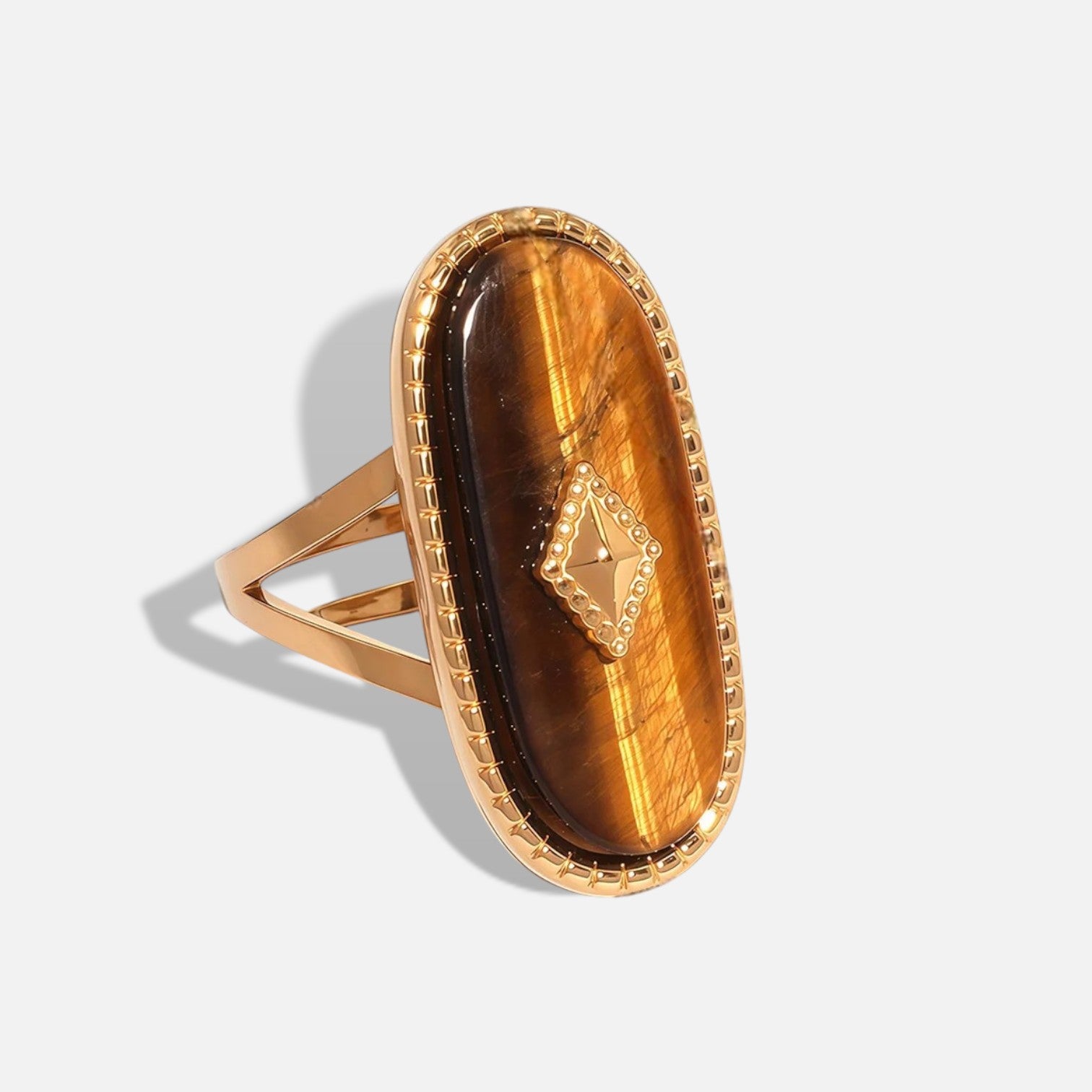 Oval Drop Tiger Eye Ring