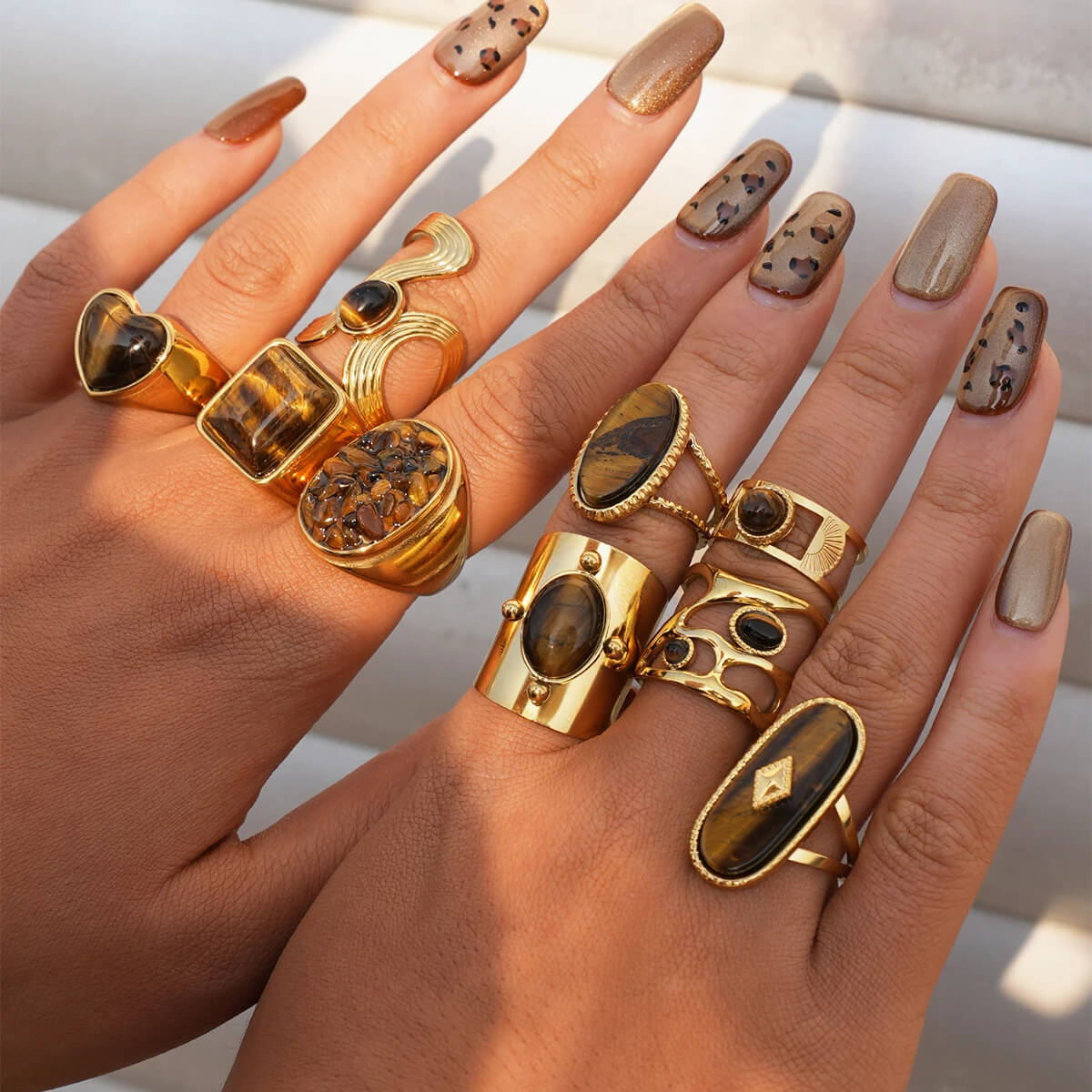 Oval Drop Tiger Eye Ring